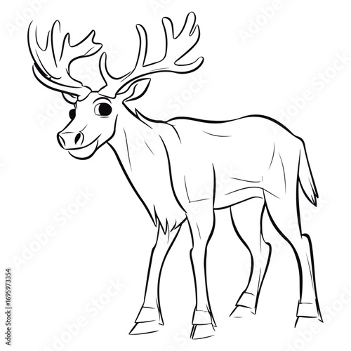 Coloring book for kids deer vector Black vector illustration.