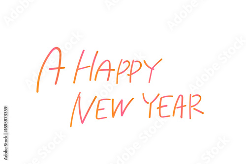 Happy New Year スタイリッシュな手書き文字　赤系グラデーション