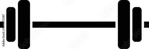 Simple black barbell icon on a white background, representing strength and fitness.