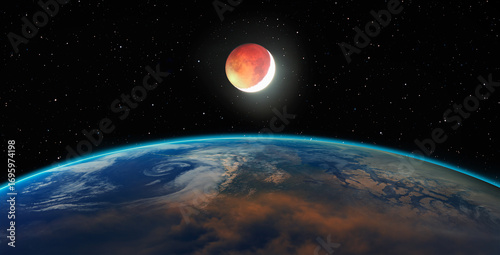 Fototapeta Naklejka Na Ścianę i Meble -  Lunar Eclipse over the planet Earth 