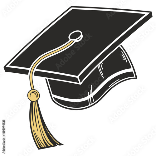 Illustration of a graduation cap, symbolizing academic achievement, celebration, and the culmination of hard work and dedication