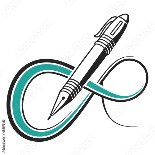 Illustration of a pen forming an infinity symbol, representing endless creativity and writing possibilities