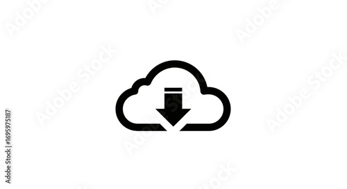 Download from the cloud with this modern black icon, easy to use for your tech project designs