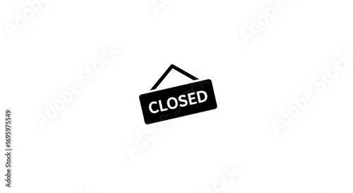 Shop closed sign hanging, announcing temporary store shutdown or business closure notice