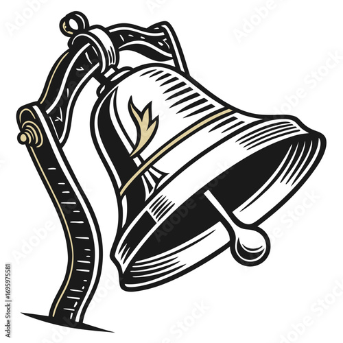 Illustration of a vintage school bell with a classic design, perfect for educational or nostalgic themes