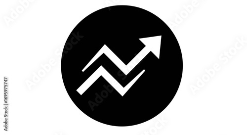 Dynamic arrow in sleek black circle symbolizes growth and success for your business strategy, modern look