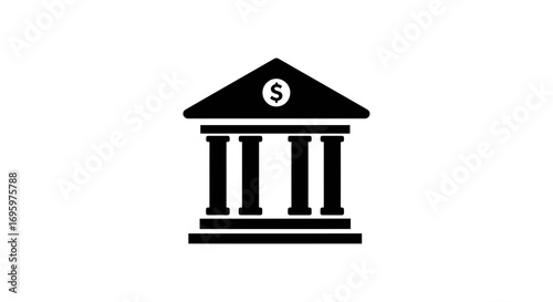 Timeless bank building icon symbolizing financial security and classic money management