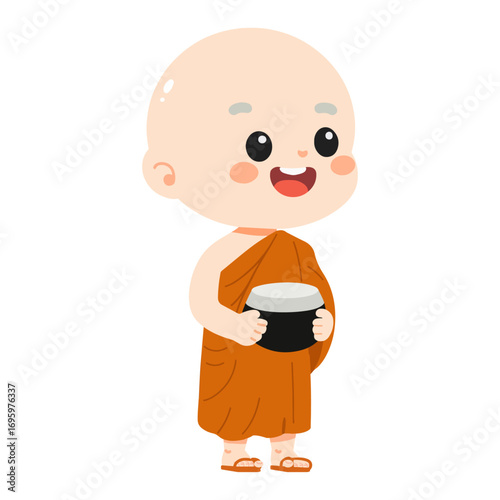 Cartoon Illustration of a Buddhist Monk