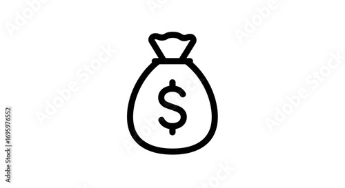 Simple money bag with dollar sign for finance concept, icon for wealth or investment solutions