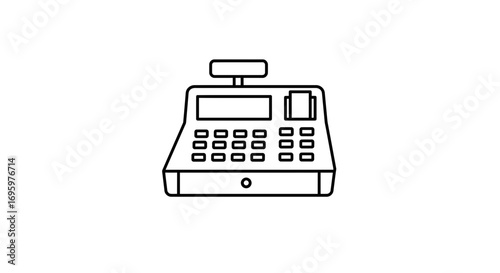 Sleek cash register outline for modern point of sale systems in retail and service industries accounting