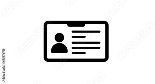Simple professional identity card, employee badge or identification icon for business purposes