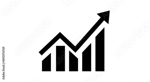 Dynamic financial growth chart with upward arrow symbolizing success and profit
