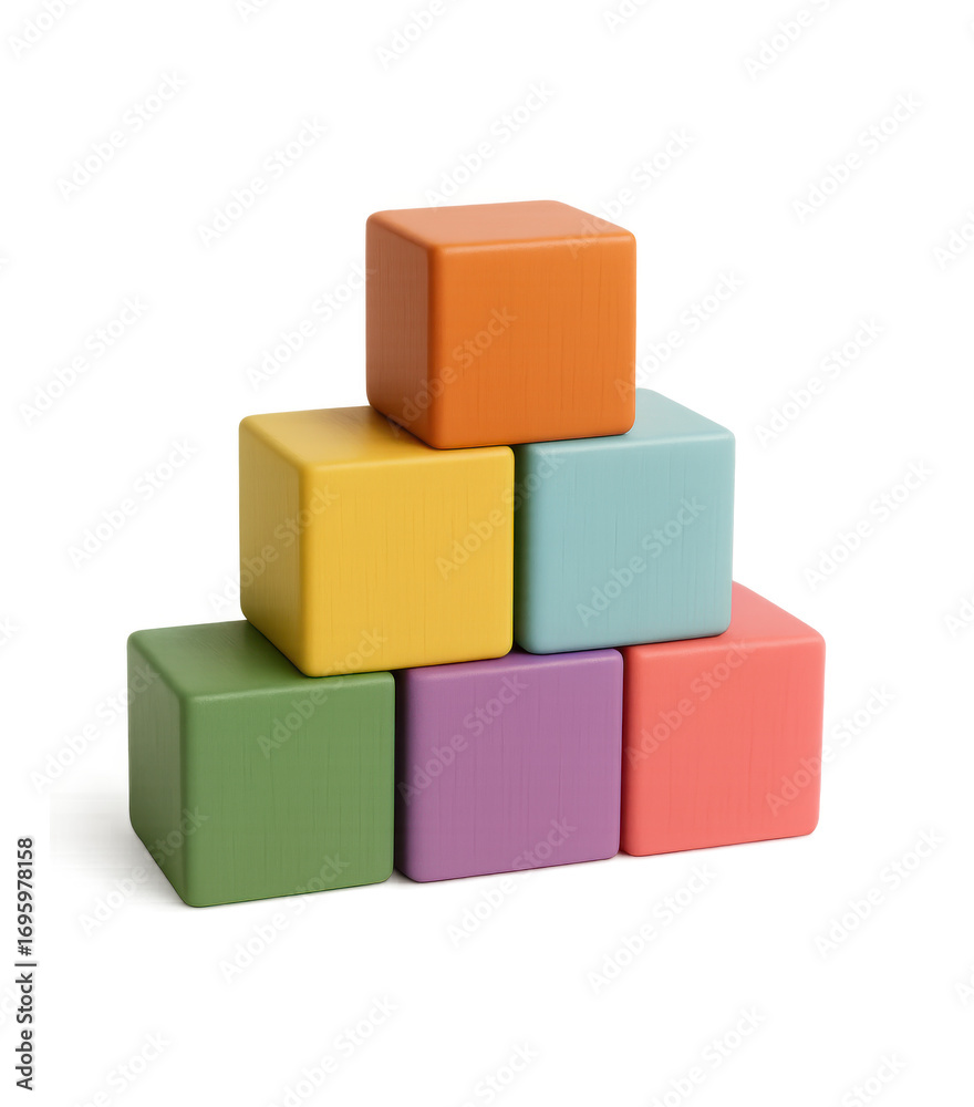 Obraz premium Colorful wooden blocks stacked in a pyramid shape against a black background