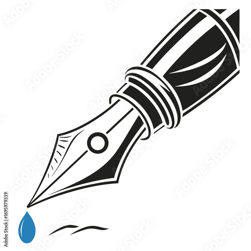 Vector art of refined fountain pen nib drawing, representing the essence of writing, artistic expression, and the beauty of calligraphy