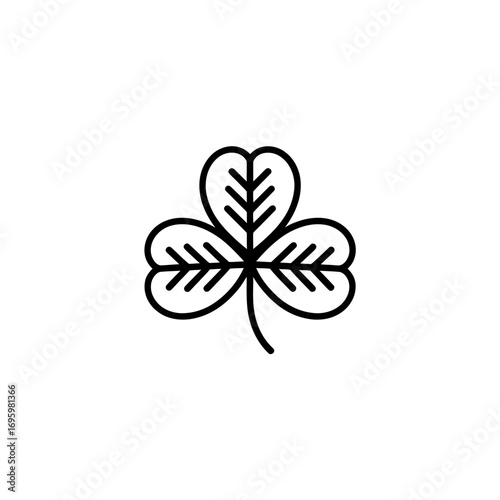 Elegant Shamrock Outline Symbol Representing Irish Heritage and Good Fortune on White Background a Clean Minimalist Design