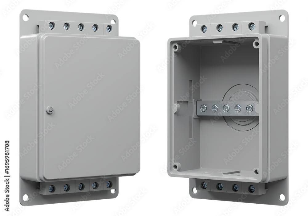 Obraz premium Versatile Plastic Enclosures Ideal for Electronics and Industrial Applications isolated on transparent background