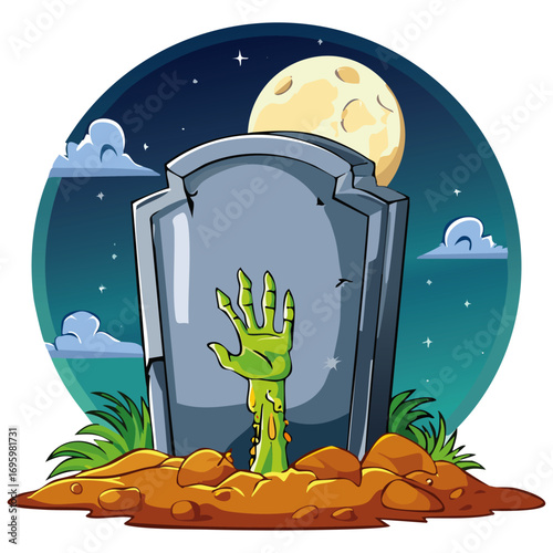 Tomb Stone with Zombie Hand Halloween
