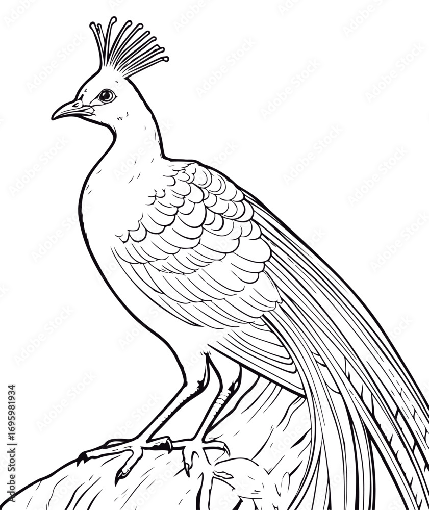 Obraz premium Coloring Page Of cartoon cute Lyrebird Coloring Book for kids.