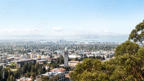 Photography The city of Berkeley from the hillside looking out towards the San Francisco Bay Bridge