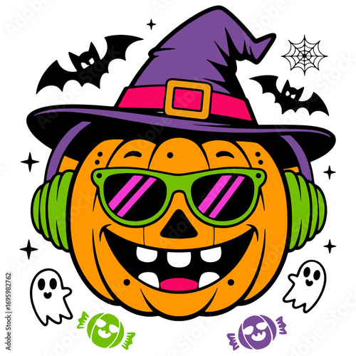 Goofy Pumpkin Head Halloween Funny Design.eps