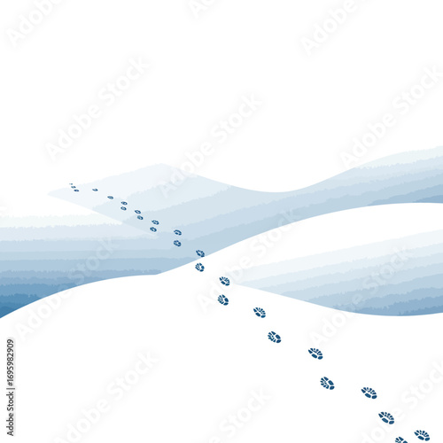 Footprints in the SnowCovered Hills Illustration.
