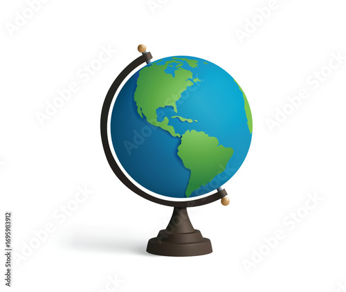 Rotatable Earth table desk globe isolated vector 3d icon