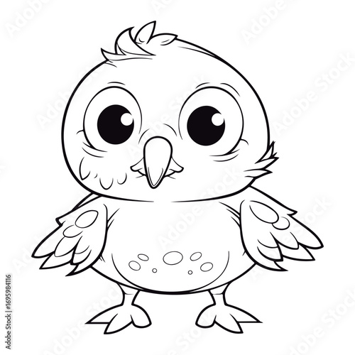 Coloring Page Of cartoon cute Owl kawai Coloring Book for kids.