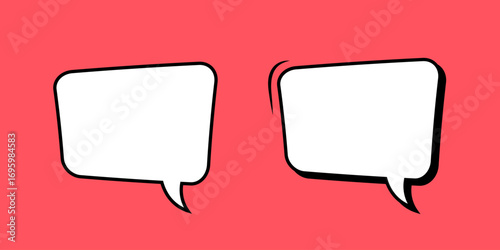 Empty comic rectangular speech bubbles on a coral background. A speech balloon or cartoon design elements. Vector illustration.
