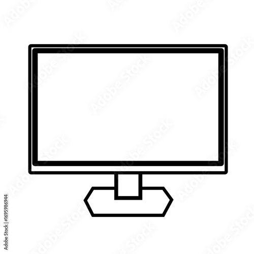 Icon of a black PC monitor, commonly used in offices. Modern technology. Vector illustration in line art style.
