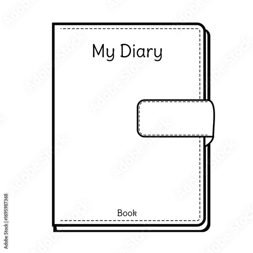 Icon of a golden yellow hardcover diary book with magnetic clasp, suitable for stationery design or personal journal, line art style.
