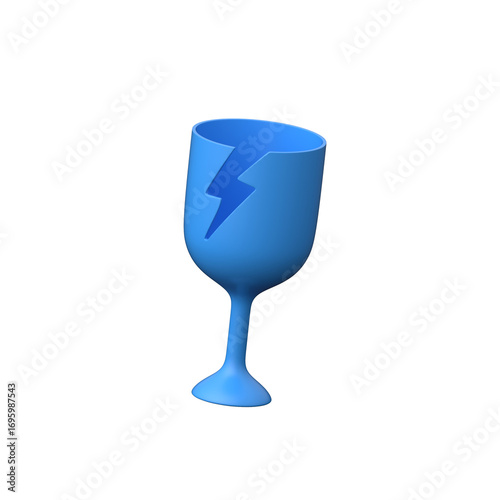 3D broken glass icon representing fragile shipping and handling.