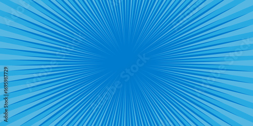 A template for cartoon comics. Blue rays on a light blue background. Pop art style template for superhero text in comics, speech bubble, message. Vector EPS 10.