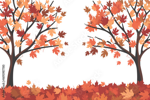 Autumn Trees and Leaves A Colorful Fall Vector Illustration