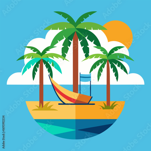 tropical island with palm trees