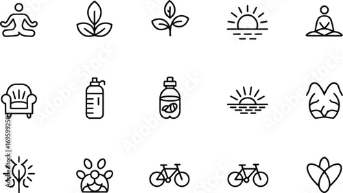 Line art wellness icons