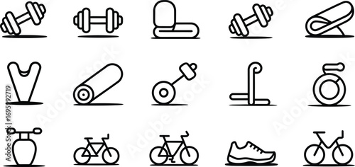 Fitness outline icons set