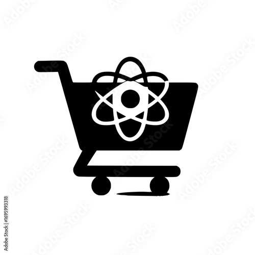 Ecommerce cart vector with quantum computing icon perfect for AI and technology branding