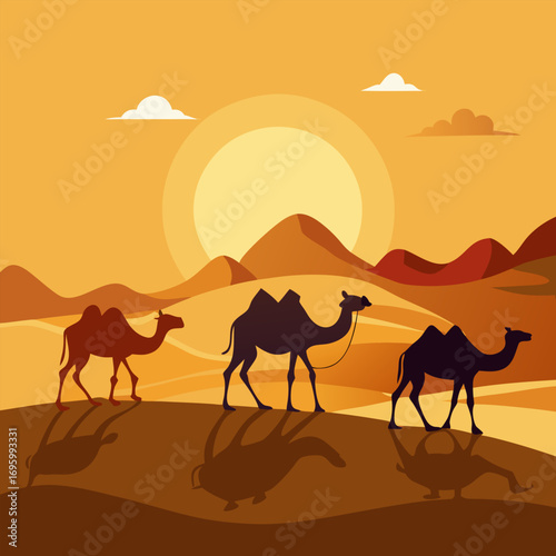 camels in the desert