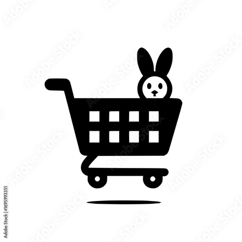 vector illustration of shopping cart and rabbit symbol perfect for retail and pet store use