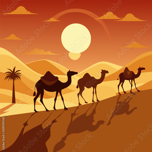 camels in the desert