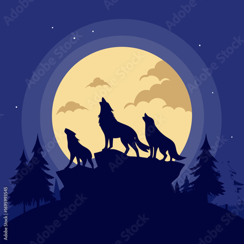 wolf howling at the moon