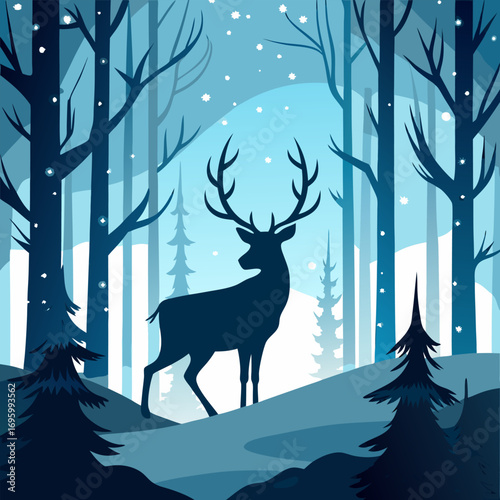 deer in winter forest