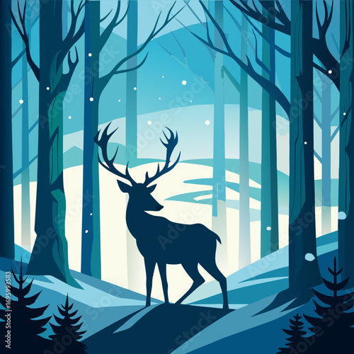 deer in winter forest