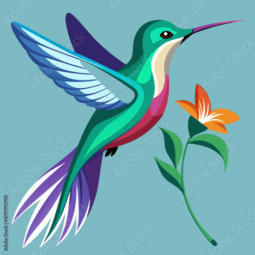 hummingbird and flowers