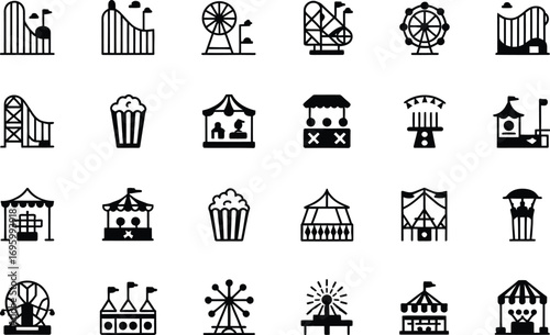Black carnival icons set