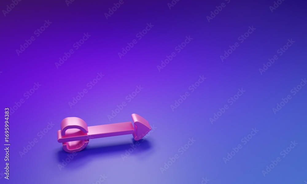 Naklejka premium Pink Arrow icon isolated on purple-blue background. Minimalism concept. 3D render illustration