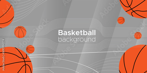 Basketball poster with grey gradient color background. basketball design. basketball poster