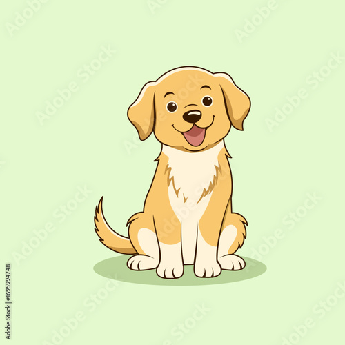 A funny cartoon drawing of a smiling brown dachshund puppy with cute expression