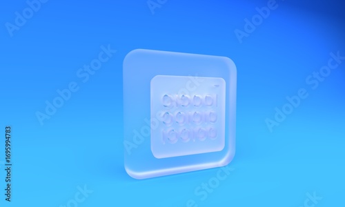 Frosted glass Binary code icon isolated on blue background. Square frosted glass button. 3D render illustration