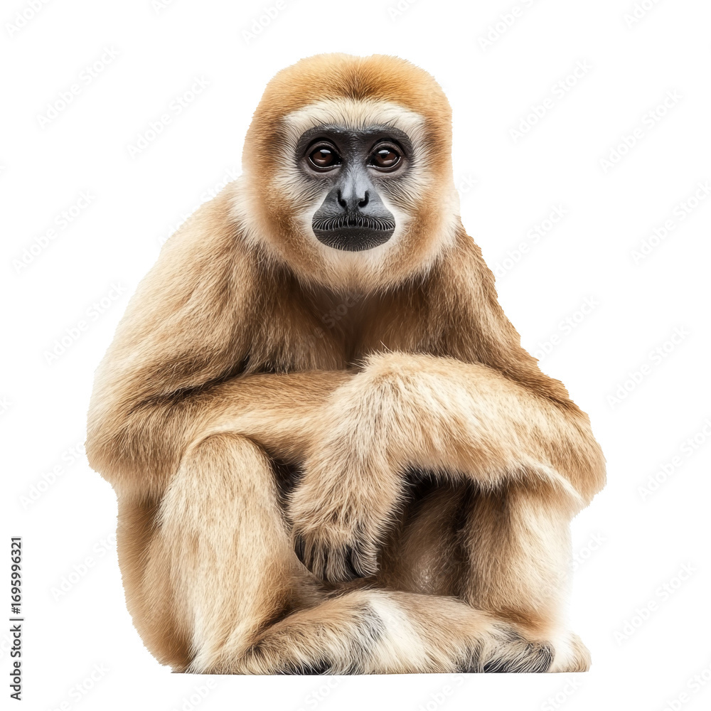 Obraz premium Langur monkey sitting looking at camera primate concept isolate on transparent white background